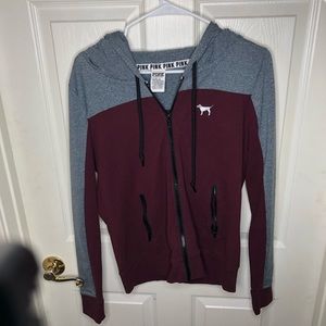 PINK victoria secret maroon zip up jacket